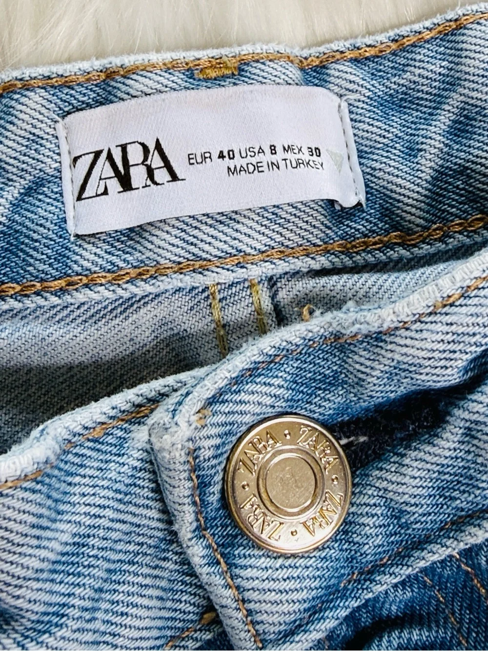 Zara High Rise Light Wash Denim Cut Offs
